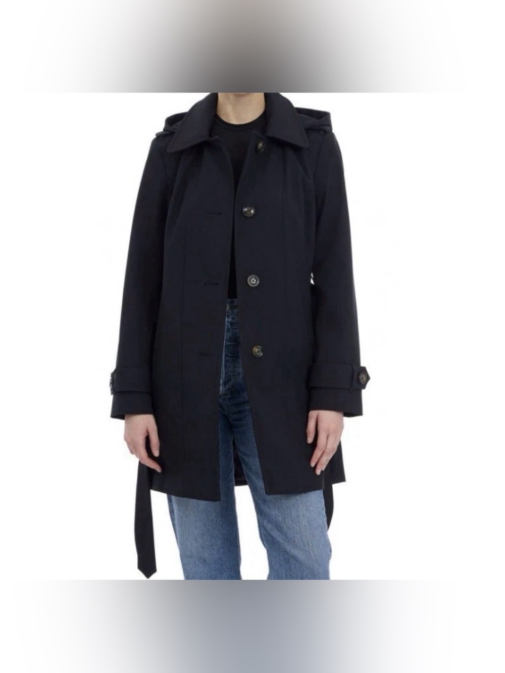 LONDON FOG WOMEN'S SINGLE-BREASTED TRENCH RAINCOAT~ Size XXL Black - excellent